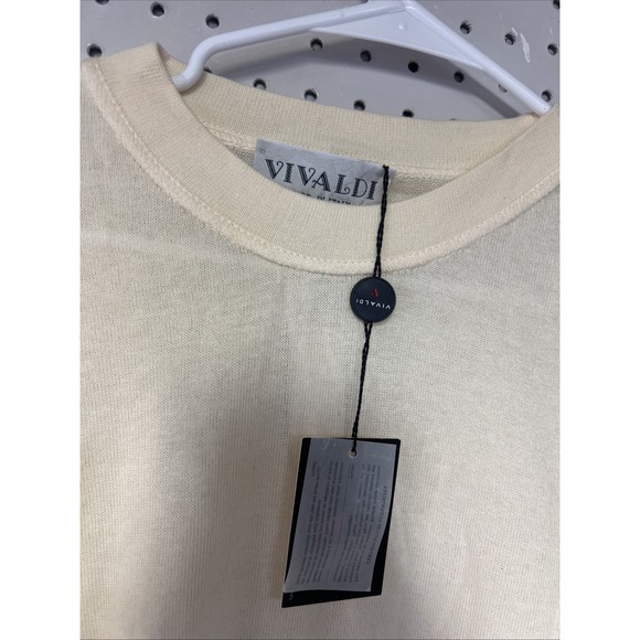 NOS Rare VIVALDI Vintage Made Italy 100% Cotton Ivory Shirt XL - Picture 4 of 8